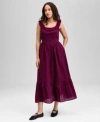 And Now This Women's Cotton Ruffle-trim Scoop-neck Voile Maxi Dress, Exclusively At Macy's In Purple