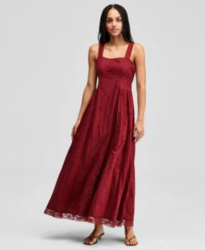 And Now This Now This Womens Cotton Square Neck Maxi Dress Macys Exclusive In Burgundy
