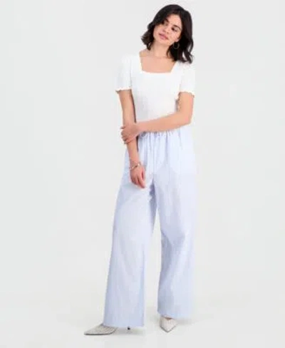 And Now This Now This Womens Cotton Wide Leg Pants Macys Exclusive In Blue