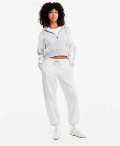 And Now This Now This Womens Crochet High Rise Fleece Jogger Macys Exclusive In Gray