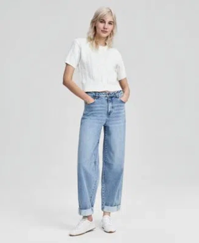And Now This Now This Womens Cuffed Barrel Leg Jeans Macys Exclusive In Blue
