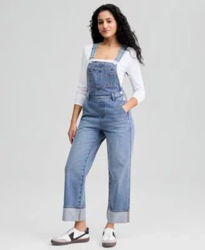 And Now This Now This Womens Cuffed Denim Overalls Macys Exclusive In Blue