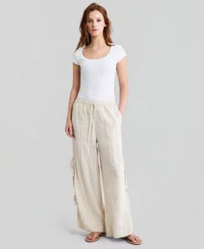 And Now This Now This Womens Embroidered Side Tie Pull On Pants Macys Exclusive In Neutral