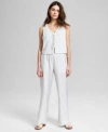 And Now This Now This Womens Front Tie Linen Vest Side Tie Linen Pants Exclusively At Macys In Cream Stripe