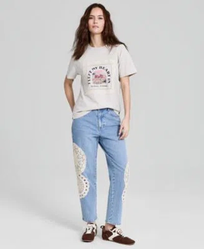 And Now This Now This Womens High Rise Crochet Trim Ankle Jeans Macys Exclusive In Multi