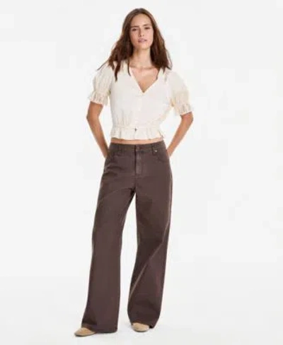 And Now This Now This Womens High Rise Wide Leg Jeans Macys Exclusive In Brown
