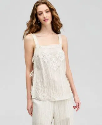 And Now This Now This Womens Lace Trim Side Tie Tank Top Macys Exclusive In White
