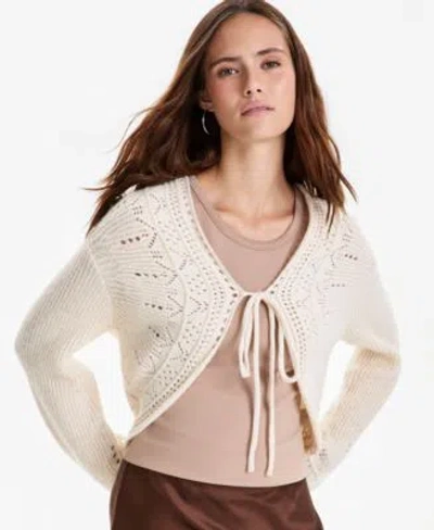 And Now This Now This Womens Long Sleeve Tie Front Cardigan Macys Exclusive In Grey Heather