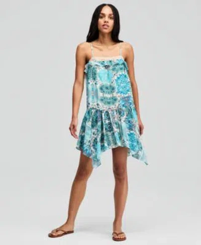 And Now This Now This Womens Paisley Handkerchief Hem A Line Dress Macys Exclusive In Blue