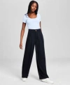 And Now This Women's Pleat-front Wide-leg Soft Pants In Black