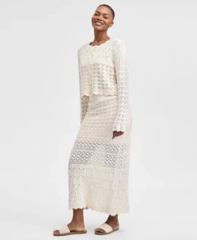 And Now This Now This Womens Pointelle Cardigan Maxi Skirt Exclusively At Macys In Cream