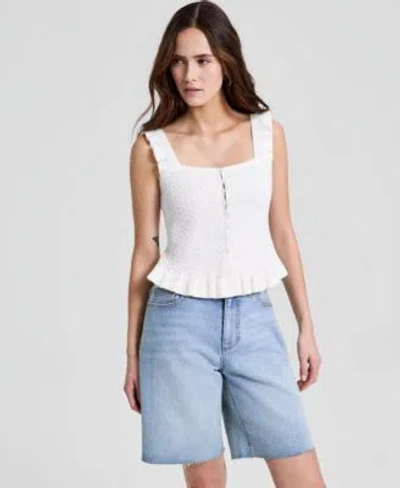 And Now This Now This Womens Pointelle Knit Sleeveless Top Macys Exclusive In Calla Lily