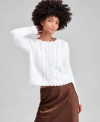 And Now This Now This Womens Pointelle Scalloped Edge Cardigan Pxxs 4x Macys Exclusive In White