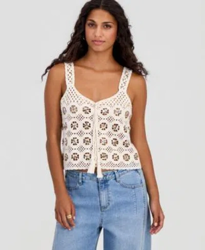 And Now This Now This Womens Sequin Crochet Tank Macys Exclusive In Sand