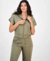 And Now This Now This Womens Short Sleeve Scuba Hoodie P Xxs 4x Macys Exclusive In Green