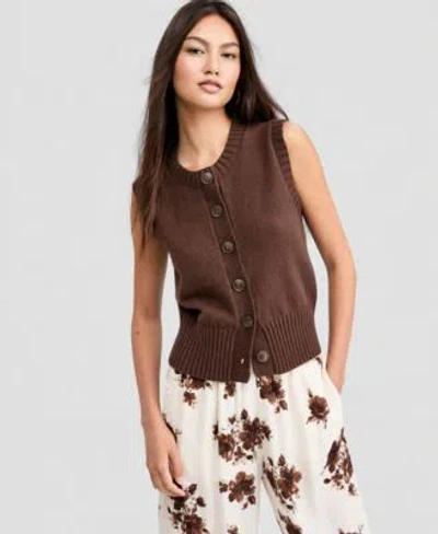 And Now This Now This Womens Sleeveless Cardigan Macys Exclusive In Warm Sienna