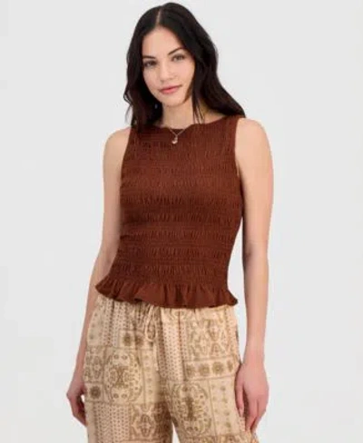 And Now This Now This Womens Smocked Peplum Top Macys Exclusive In Green