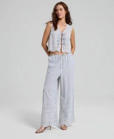 And Now This Now This Womens Striped Eyelet Wide Leg Pants Macys Exclusive In Manila