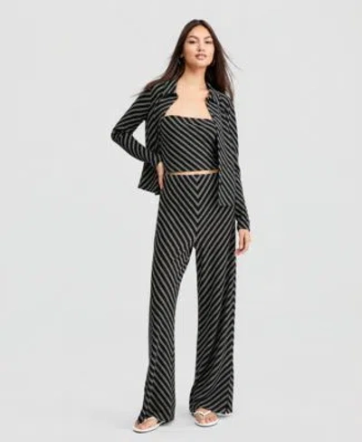 And Now This Now This Womens Striped Pull On Pants Macys Exclusive In Palomino,brown