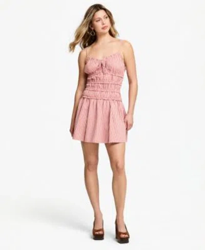 And Now This Now This Womens Striped Ruffle Trim Mini Dress Macys Exclusive In Dusty Rose Stripe