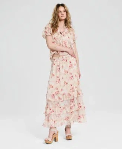And Now This Now This Womens Tiered Maxi Skirt Macys Exclusive In Pink Plaid