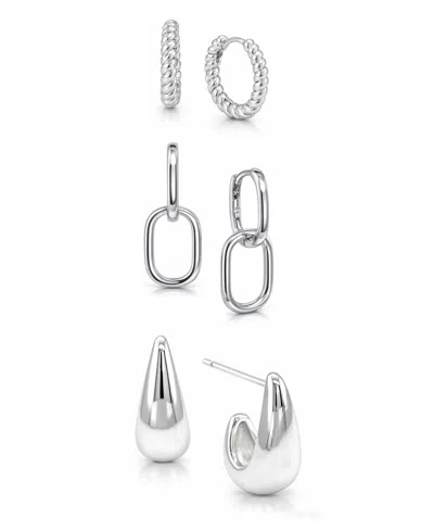 And Now This Oblong Post + J Hoop+ Hinge Hoop Earrings Set In Gold