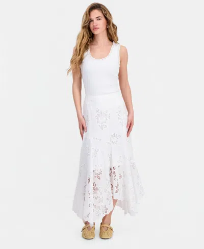 And Now This Petite Asymmetric Floral Cutwork Pull-on Skirt, Macy's Exclusive In Multi