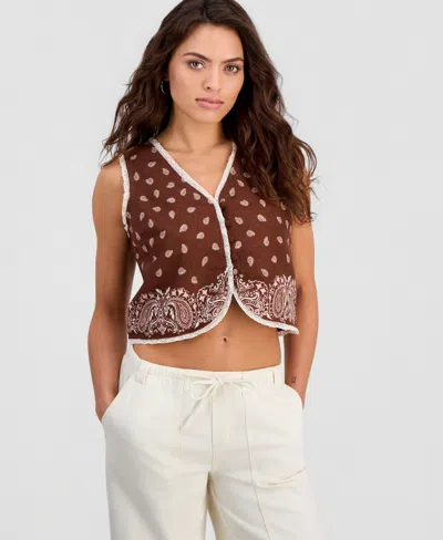 And Now This Petite Bandana-print Vest, Macy's Exclusive In Brown