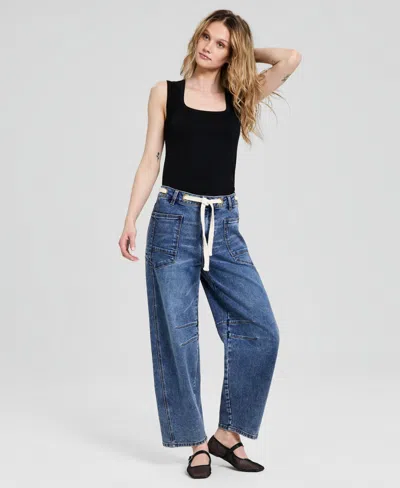 And Now This Petite Barrel Leg Jeans, Macy's Exclusive In Blue