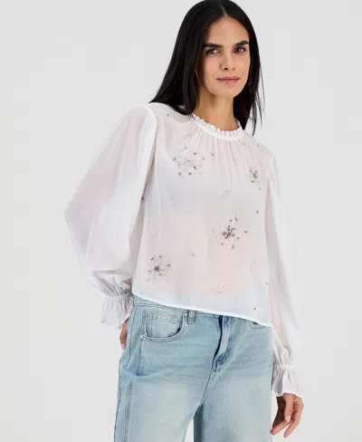 And Now This Petite Beaded Floral Top, Macy's Exclusive In Neutral