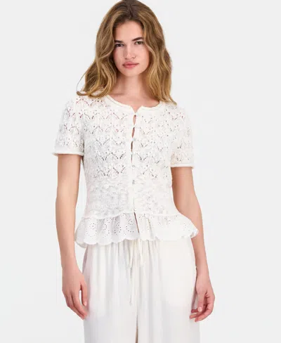 And Now This Petite Button-front Peplum Cardigan, Macy's Exclusive In White