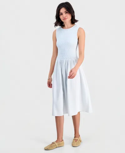 And Now This Petite Chambray Smocked Midi Dress, Macy's Exclusive In White