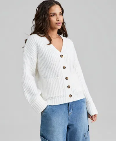 And Now This Petite Chunky V-neck Cardigan Sweater, Macy's Exclusive In White