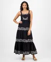 And Now This Petite Cotton Corset Knit Maxi Dress, Macy's Exclusive In Black