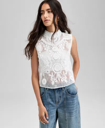And Now This Petite Crochet Sleeveless Top, Exclusively At Macy's In Brown