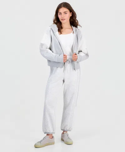 And Now This Petite Crochet-trim Drawstring Joggers, Macy's Exclusive In Gray