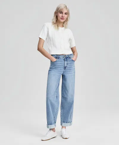 And Now This Petite Cuffed Barrel Jeans, Macy's Exclusive In Blue