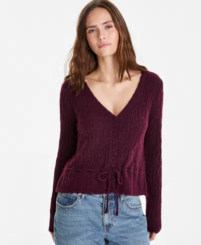 And Now This Petite Deep V-neck Cardigan Sweater, Macy's Exclusive In Winter Wine