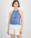 And Now This Petite Denim Halter-neck Seamed Top, Exclusively At Macy's