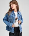 And Now This Petite Embellished Boyfriend Denim Jacket, Macy's Exclusive In Blue