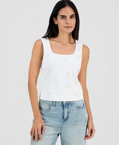 And Now This Petite Embellished Pearl-cluster Tank Top, Macy's Exclusive In Calla Lilly
