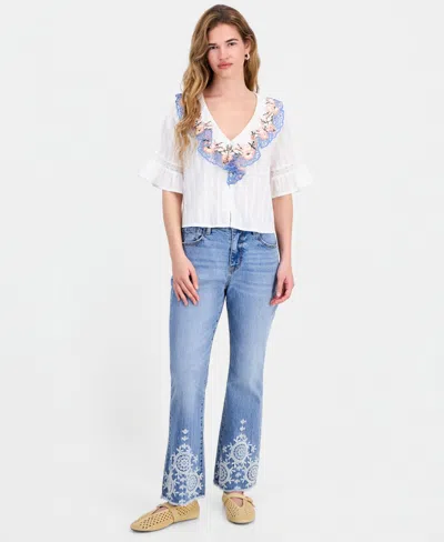 And Now This Petite Embroidered Bootcut Jeans, Macy's Exclusive In Blue