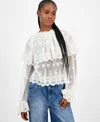 And Now This Petite Embroidered Cape Lace Top, Macy's Exclusive In White