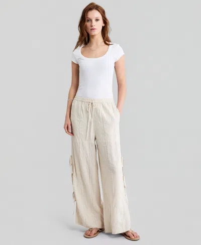 And Now This Petite Embroidered Drawcord Pants, Macy's Exclusive In Neutral