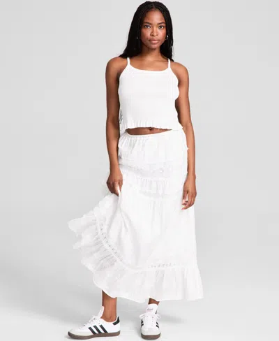 And Now This Petite Embroidered Lace-trim Maxi Skirt, Exclusively At Macy's In White