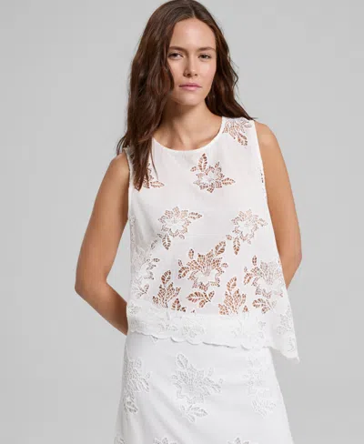 And Now This Petite Eyelet Asymmetric Top, Macy's Exclusive In White