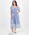 And Now This Petite Floral-print Maxi Dress, Exclusively At Macy's In Blue