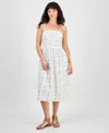 And Now This Petite Floral-print Square-neck Sleeveless Ruffle Midi Dress, Exclusively At Macy's