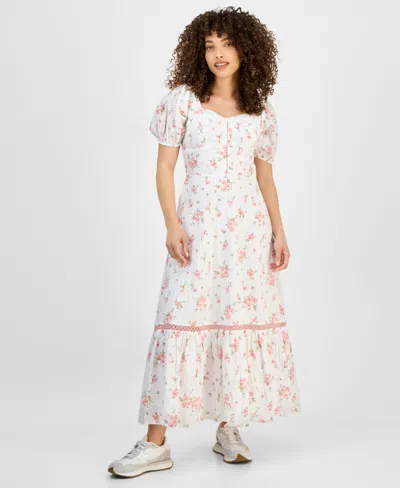 And Now This Petite Floral Puff-sleeve Corset Maxi Dress, Exclusively At Macy's