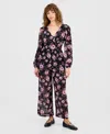 And Now This Petite Floral V-neck Long-sleeve Jumpsuit, Macy's Exclusive In Multi